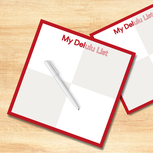 The Delulu List, Delta Sigma Theta Inspired, DST, Diva Edition, Feminine, Red, White, Notepad, To Do List, Memo Pad, Work, Task Notepad, Office, School, Stationery