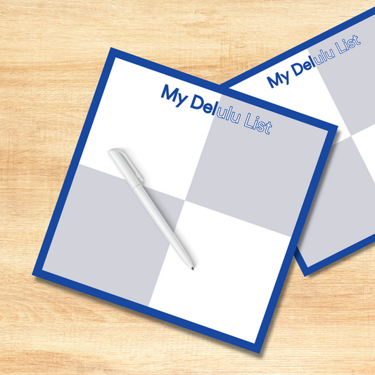 The Delulu List, Finer Edition, Zeta Phi Beta Inspired, Notepads, Blue, White, Finer, Task Pad, Desk, Organization, Memo Pad, To Do List, Work, Office, School, Stationery