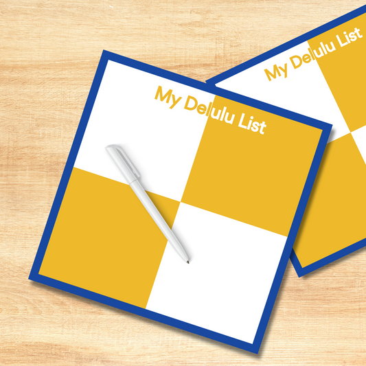The Delulu List, Notepad, Rhoyal Edition, Sigma Gamma Rho Inspired, SGRHO, Blue, Gold, Feminine, Memo Notepad, To Do List, Organization, Work, Office, School, Stationery