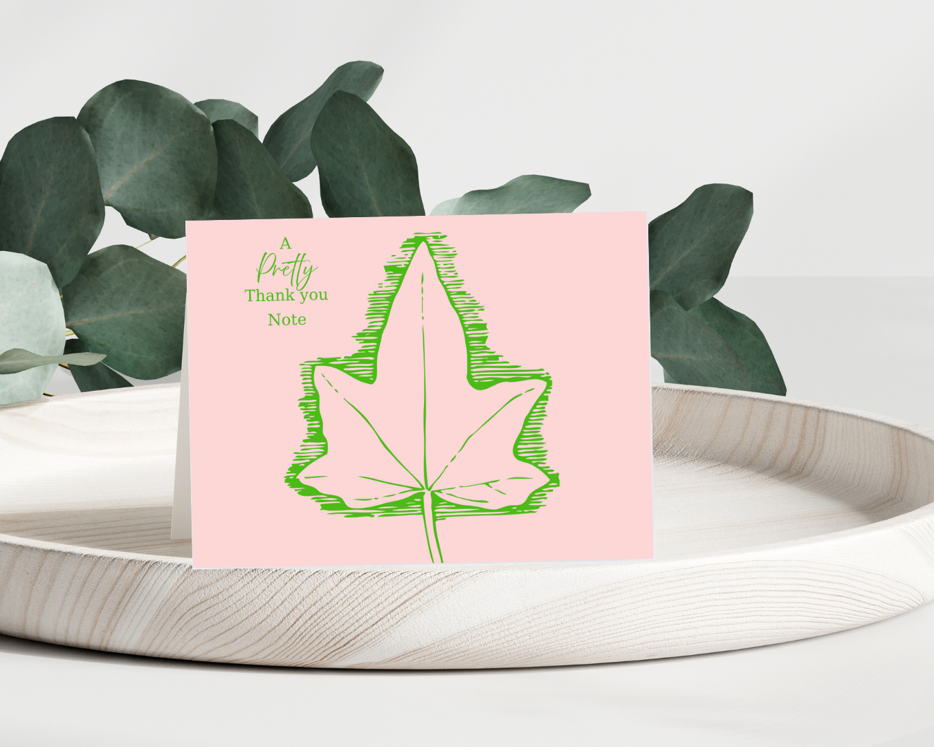 Thank You Notes, Ivy Leaf, Alpha Kappa Alpha, Folded Note, Pink, Green, Cards, AKA, Thank You, Greeting, Office, Work, School