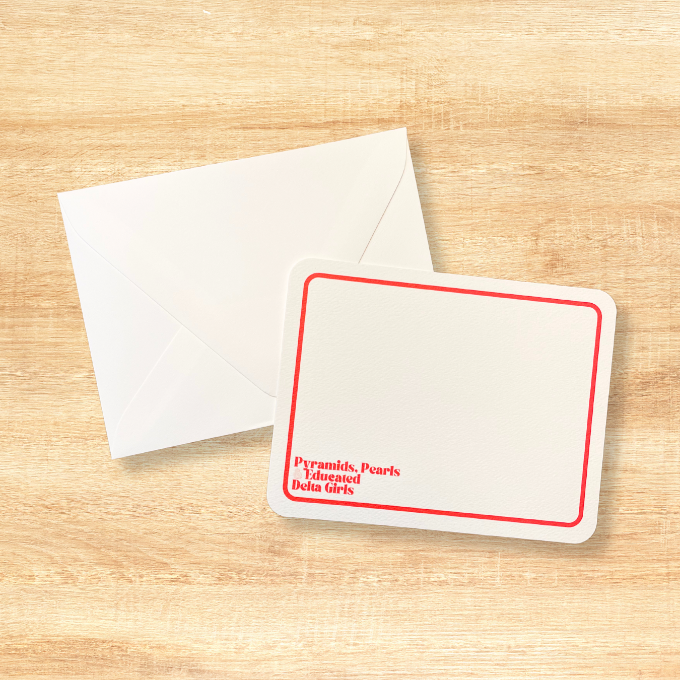 Notecards, Delta Sigma Theta, Red, White, Flat Notes, Cards, Pyramids, Pearls, DST, Office, Work, School, Stationery