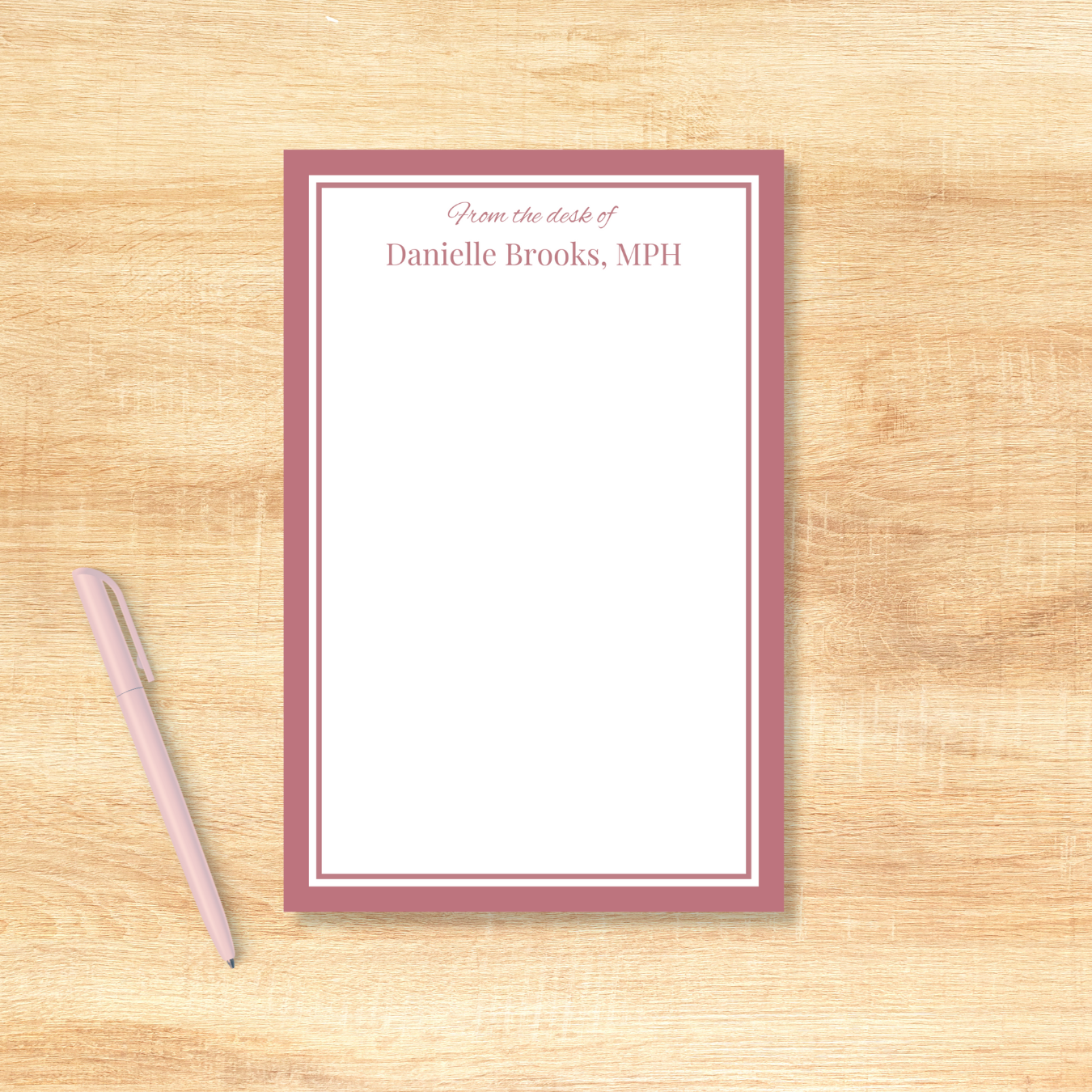 Personalized Notepad, Desk, Double Borders, Organization, Note Taking, Office, School, Work, Memo Pad, Feminine, Gift, Stationery