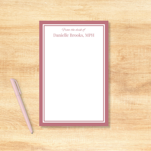 Personalized Notepad, Desk, Double Borders, Organization, Note Taking, Office, School, Work, Memo Pad, Feminine, Gift, Stationery