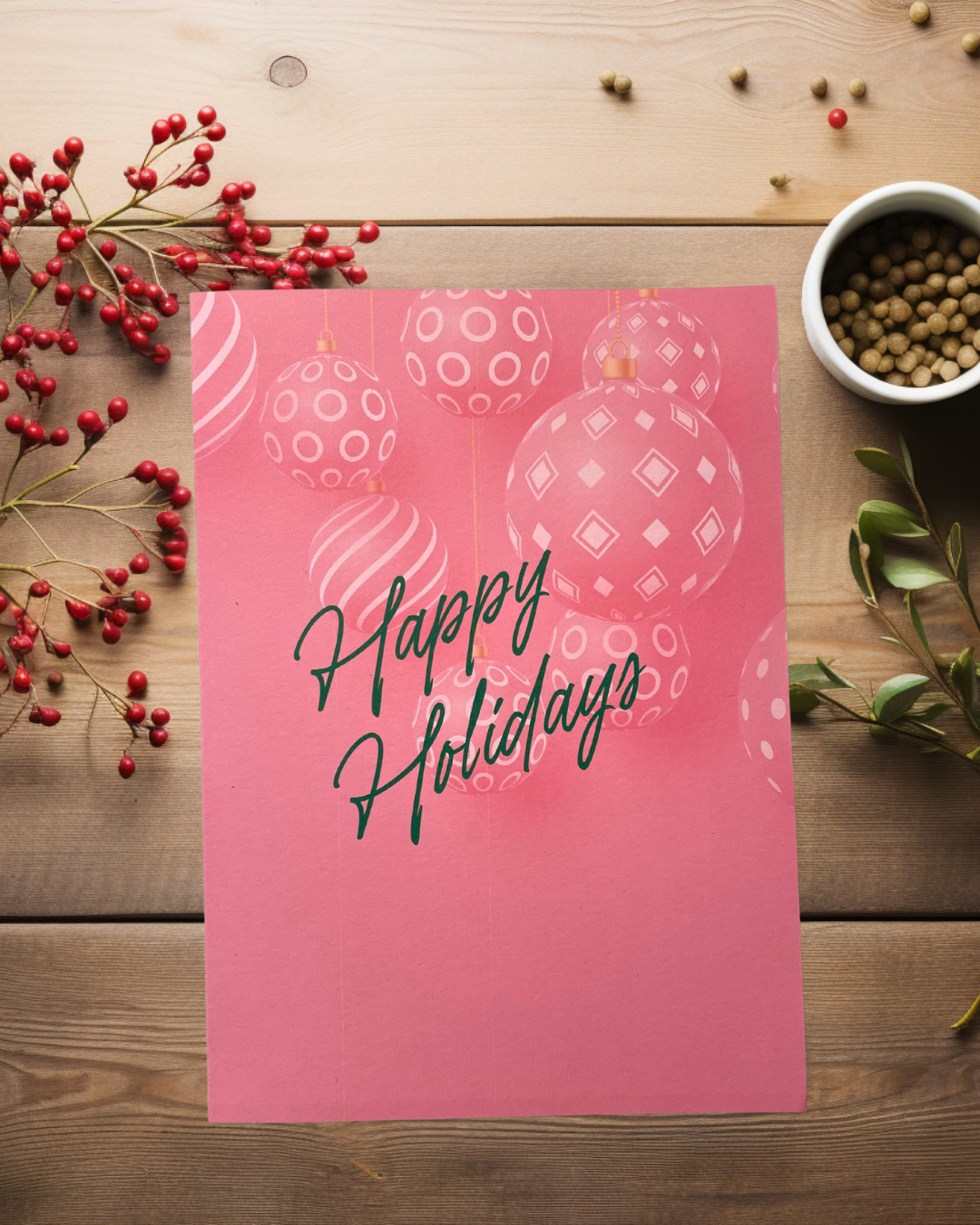 Happy Holidays in Green Folded Card