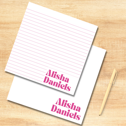 Personalized Notepad, Large Notepad, Lined, Unlined, Feminine, Desk, Organizations, Memo Pad, Stationery