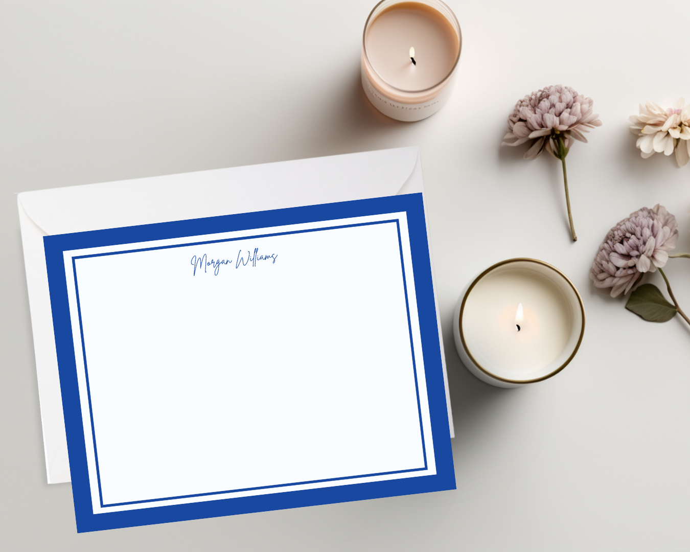 Personalized Stationery, Notecard Set, Zeta Phi Beta, Crossing Gift, Blue, White, Custom Flat Notes, ZPHIB, Note Cards, Office, Work, School