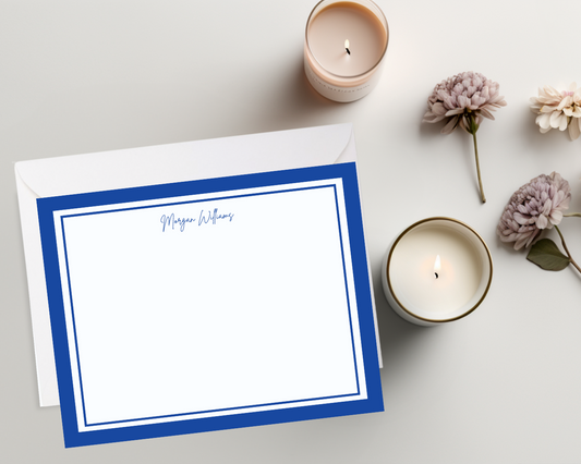 Personalized Stationery, Notecard Set, Zeta Phi Beta, Crossing Gift, Blue, White, Custom Flat Notes, ZPHIB, Note Cards, Office, Work, School