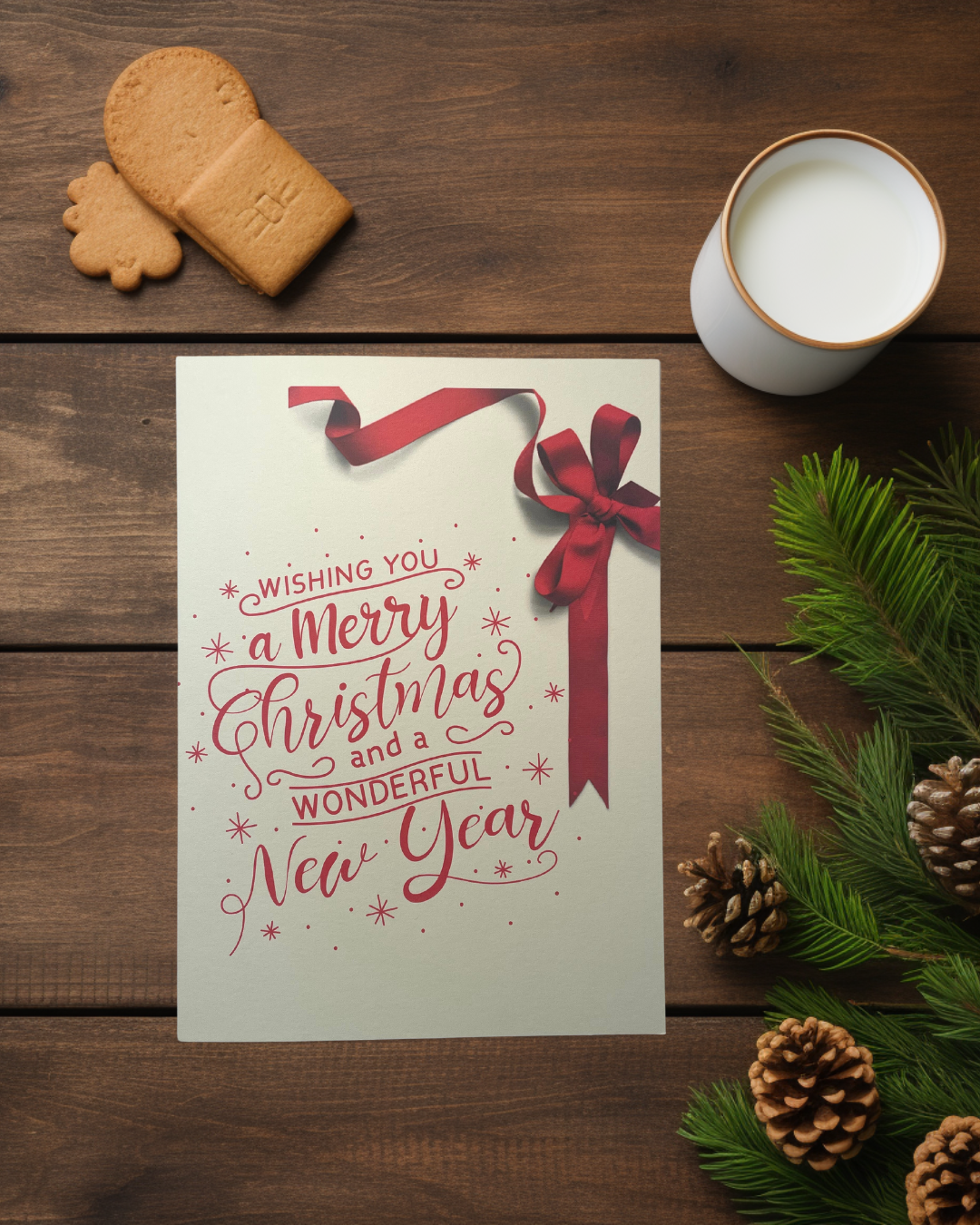 Merry Christmas in Crimson & Cream Folded Card