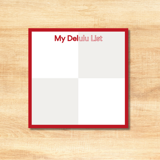 The Delulu List, Delta Sigma Theta Inspired, DST, Diva Edition, Feminine, Red, White, Notepad, To Do List, Memo Pad, Work, Task Notepad, Office, School, Stationery