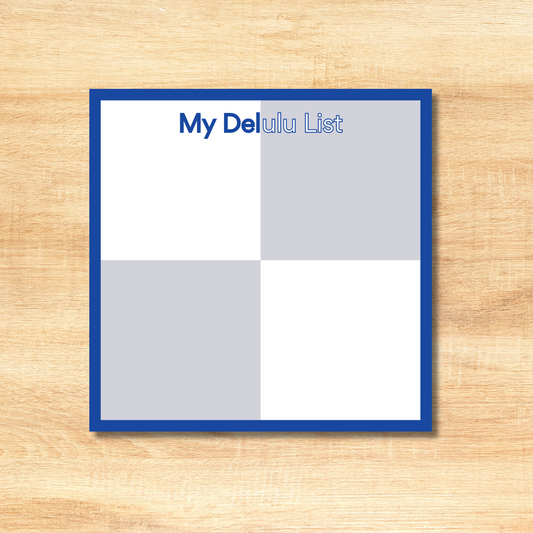 The Delulu List, Finer Edition, Zeta Phi Beta Inspired, Notepads, Blue, White, Finer, Task Pad, Desk, Organization, Memo Pad, To Do List, Work, Office, School, Stationery