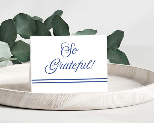 Thank You Notes, Appreciation, Zeta Phi Beta, Folded Card, Blue, White, Greeting Card, ZPHIB, Work, School, Office