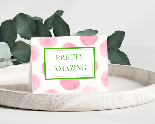 Thank You Notes, Alpha Kappa Alpha, Pink, Green, Greeting Card, Folded Card, AKA, Office, School, Work