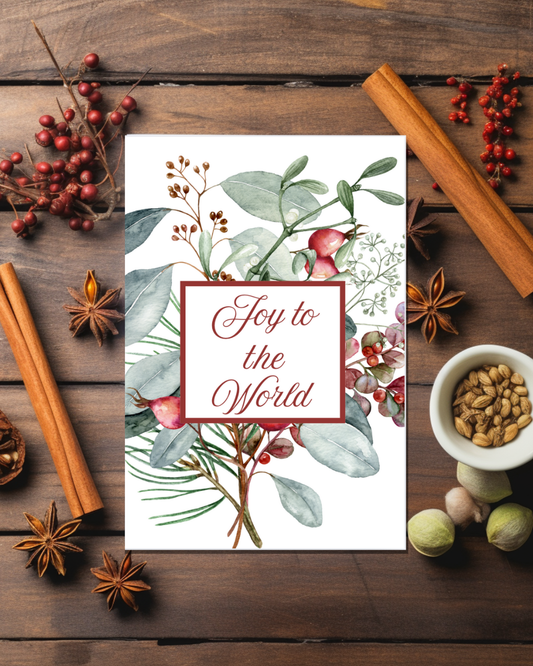 Joy to the World, Christmas, Merry Christmas, Personalized Holiday Cards, Christmas Florals, Holidays, Elegant, Greeting Cards, Stationery, Personalized