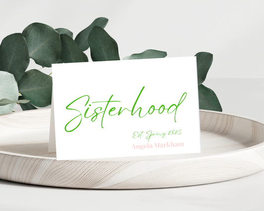 Personalized Stationery, Sisterhood, Alpha Kappa Alpha, Pink, Green, Custom Folded Notes, Folded Cards, Thank You Notes, Office, Work, School
