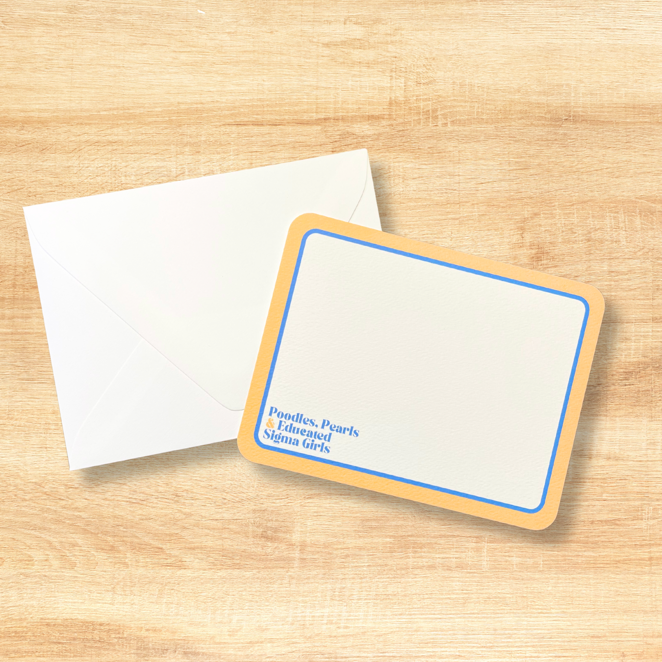 Notecards, Sigma Gamma Rho, Sorority, Blue, Gold, Flat Notes, Cards, Poodles, Pearls, SGRHO, Office, Work, School, Stationery