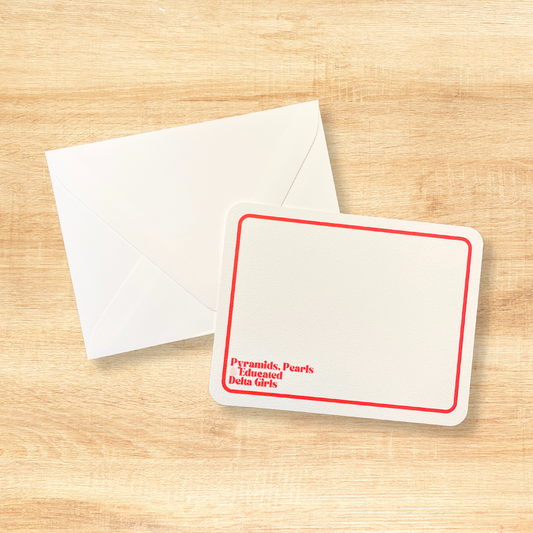 Notecards, Delta Sigma Theta, Red, White, Flat Notes, Cards, Pyramids, Pearls, DST, Office, Work, School, Stationery