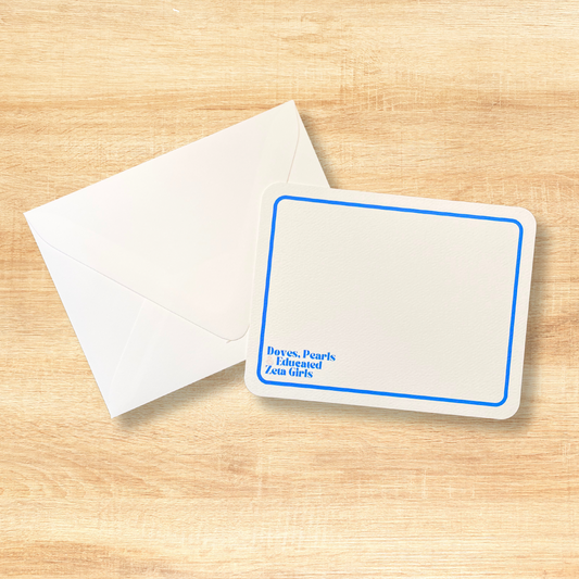 Notecards, Zeta Phi Beta, Sorority, Blue, White, Flat Notes, Cards, Doves, Pearls, ZPHIB, Office, Work, School, Stationery