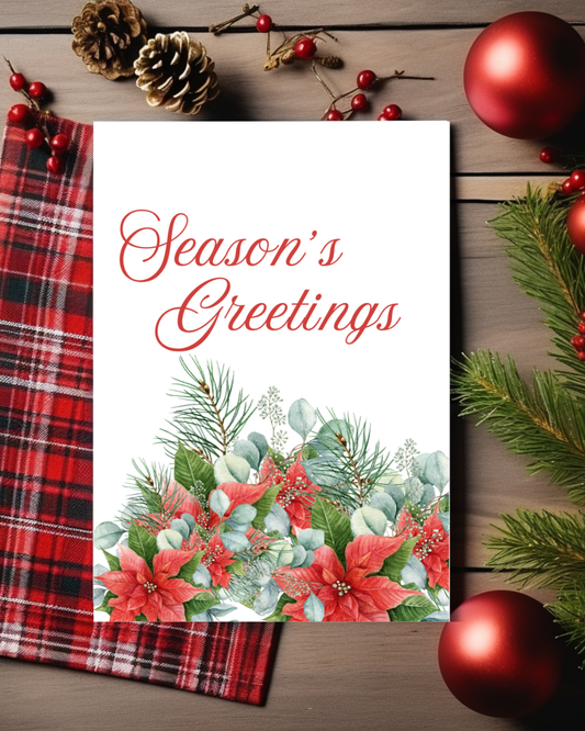 Seasons Greetings, Christmas, Merry Christmas, Personalized Holiday Cards, Christmas Florals, Holidays, Elegant, Greeting Cards, Stationery, Personalized