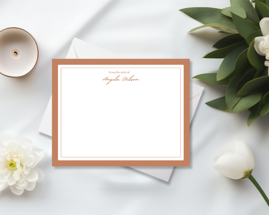 Personalized Stationery, Thick Border, Feminine, Flat Notes, Stationery Set, Notecards, Gifts, Cards
